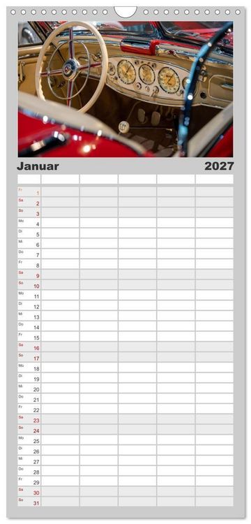 Produktbild: Familienplaner 2027 - Einsteigen, bitte! - Innenansichten automobiler Ikonen mit 5 Spalten (Wandkalender, 21 x 45 cm) CALVENDO