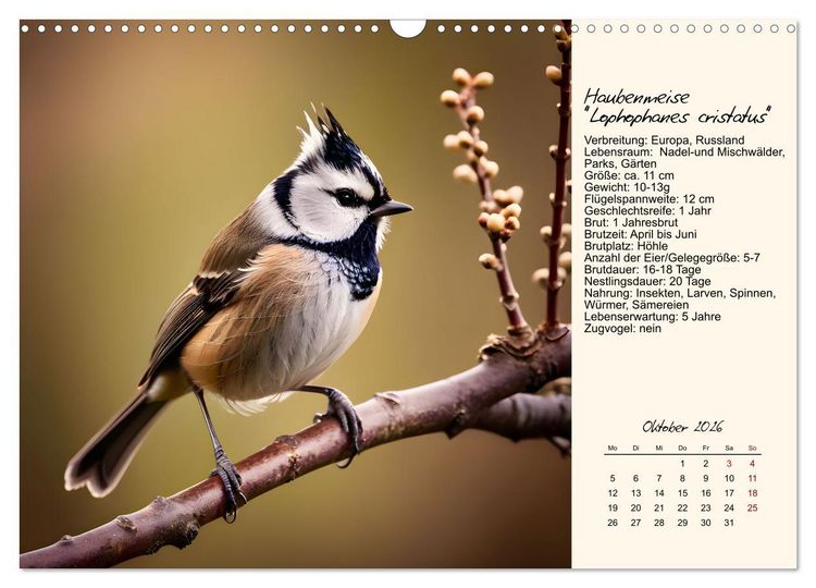 Produktbild: Meisen richtig erkennen (Wandkalender 2026 DIN A3 quer), CALVENDO Monatskalender