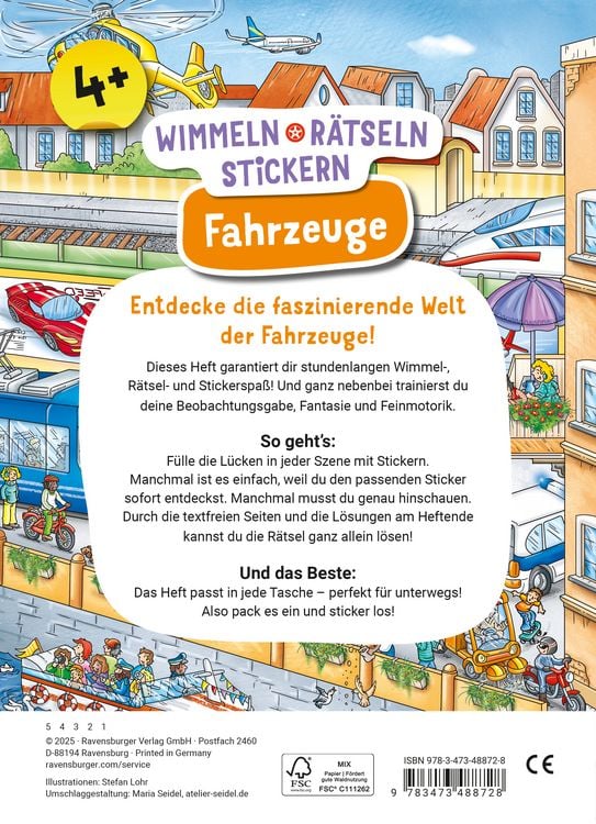Produktbild: Wimmeln, R&auml;tseln, Stickern: Fahrzeuge
