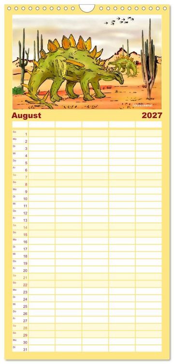 Produktbild: Familienplaner 2027 - Die Welt der Dinos mit 5 Spalten (Wandkalender, 21 x 45 cm) CALVENDO