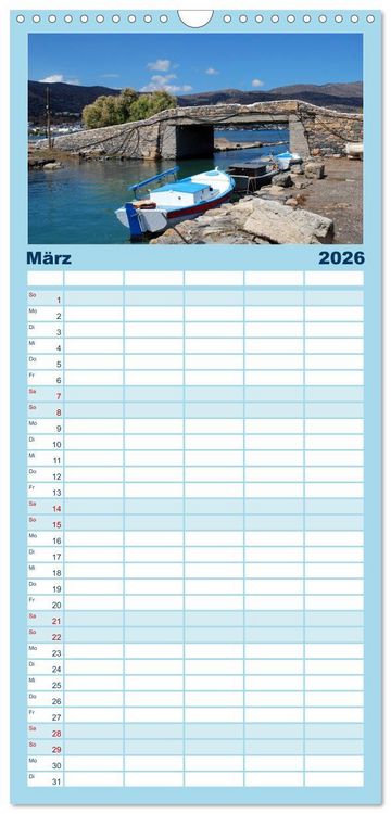 Produktbild: Familienplaner 2026 - Kreta - Griechischer Inseltraum mit 5 Spalten (Wandkalender, 21 x 45 cm) CALVENDO