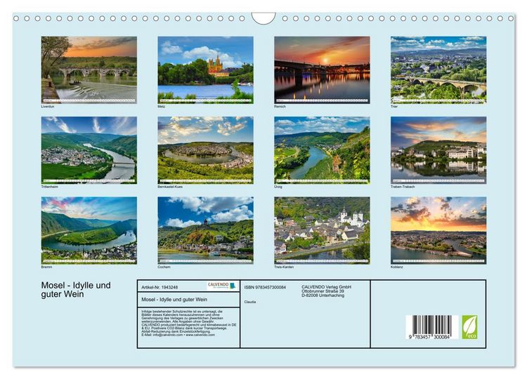 Produktbild: Mosel - Idylle und guter Wein (Wandkalender 2026 DIN A3 quer), CALVENDO Monatskalender