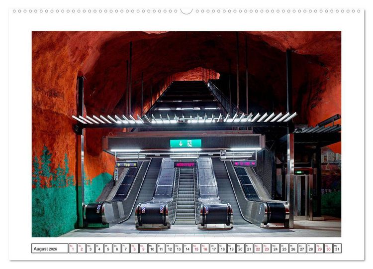Produktbild: Stockholms Metrostationen - Bunte Meisterwerke im Untergrund (Wandkalender 2026 DIN A2 quer), CALVENDO Monatskalender