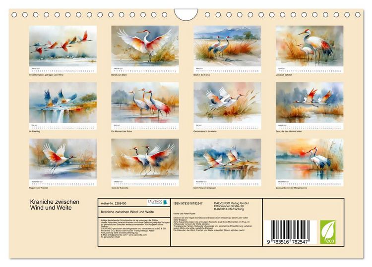 Produktbild: Kraniche zwischen Wind und Weite (Wandkalender 2027 DIN A4 quer), CALVENDO Monatskalender