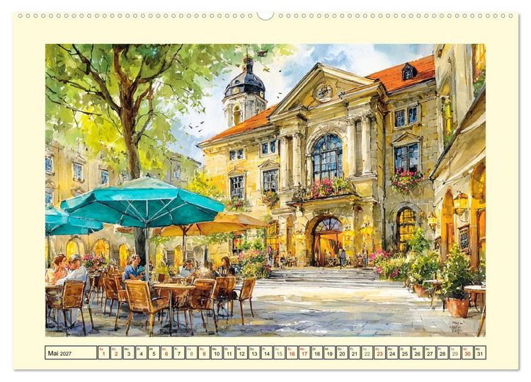 Produktbild: Gastgarten Idylle. Sommerliche Freude im Aquarellstil (Wandkalender 2027 DIN A2 quer), CALVENDO Monatskalender
