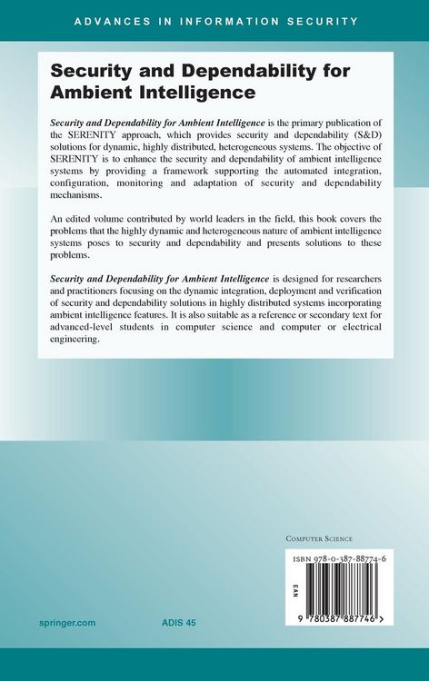 Produktbild: Security and Dependability for Ambient Intelligence