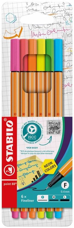 Bild vom Artikel Fineliner - STABILO point 88 - 6er Pack - Neonfarben vom Autor 
