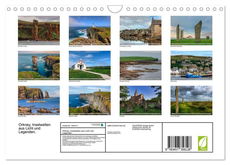 Produktbild: Orkney, Inselwelten aus Licht und Legenden. (Wandkalender 2026 DIN A4 quer), CALVENDO Monatskalender