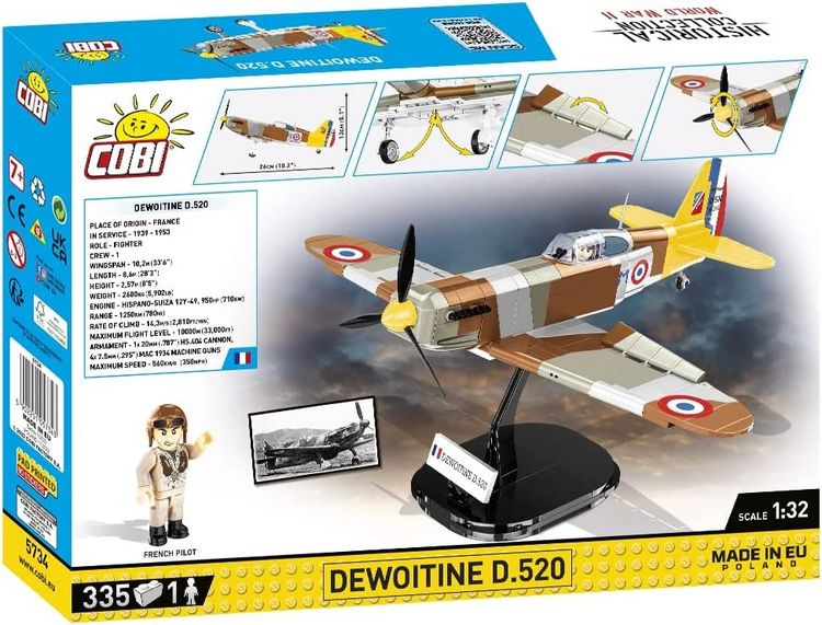 Produktbild: COBI Historical Collection 5734 - Dewoitine D.520, Jagdflugzeug, WWII, Bauset