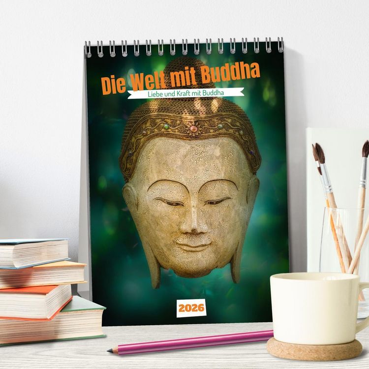 Produktbild: Die Welt mit Buddha (Tischkalender 2026 DIN A5 hoch), CALVENDO Monatskalender