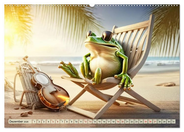 Produktbild: Frosch Konzert (hochwertiger Premium Wandkalender 2026 DIN A2 quer), Kunstdruck in Hochglanz