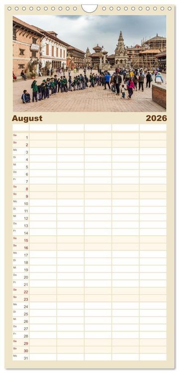 Produktbild: Familienplaner 2026 - K&ouml;nigsst&auml;tte im Kathmandutal mit 5 Spalten (Wandkalender, 21 x 45 cm) CALVENDO