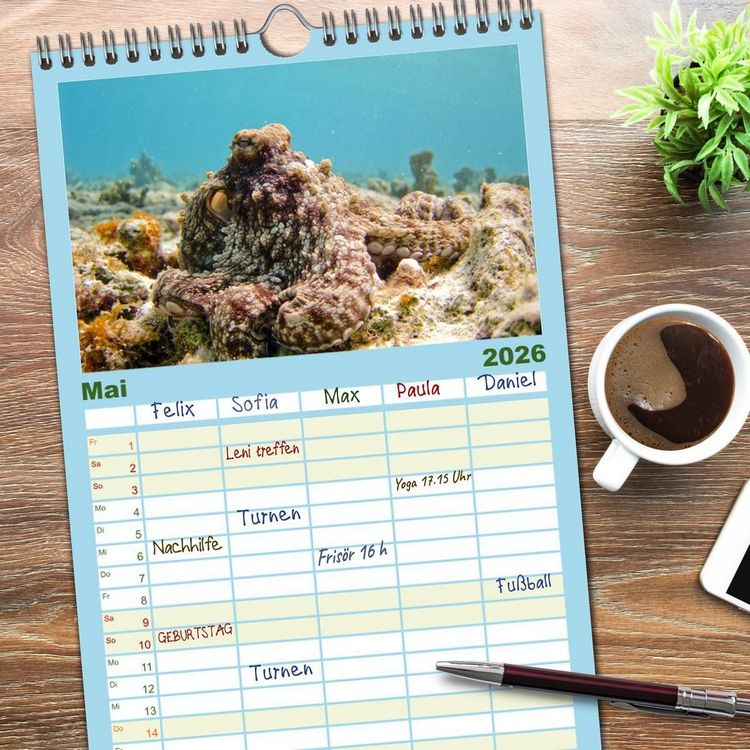 Produktbild: Familienplaner 2026 - Tiefsee - Ein Abenteuer ins Unbekannte. mit 5 Spalten (Wandkalender, 21 x 45 cm) CALVENDO