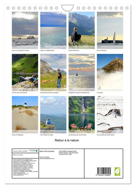 Produktbild: Retour &agrave; la nature (Calendrier mural 2026 DIN A4 horizontal), CALVENDO calendrier mensuel