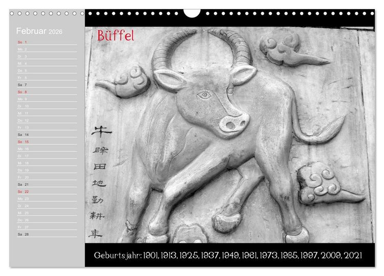 Produktbild: Das Chinesische Horoskop / Geburtstagskalender (Wandkalender 2026 DIN A3 quer), CALVENDO Monatskalender