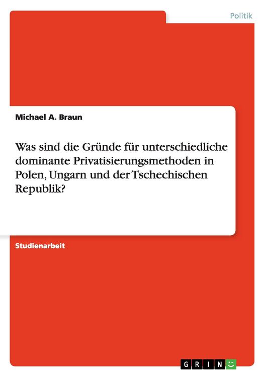 Produktbild: Was sind die Gr&uuml;nde f&uuml;r unterschiedliche dominante Privatisierungsmethoden in Polen, Ungarn und der Tschechischen Republik?