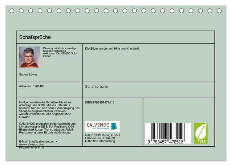 Produktbild: Schafspr&uuml;che (Tischkalender 2026 DIN A5 quer), CALVENDO Monatskalender