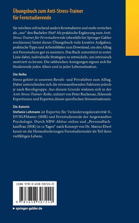 Produktbild: &Uuml;bungsbuch zum Anti-Stress-Trainer f&uuml;r Fernstudierende