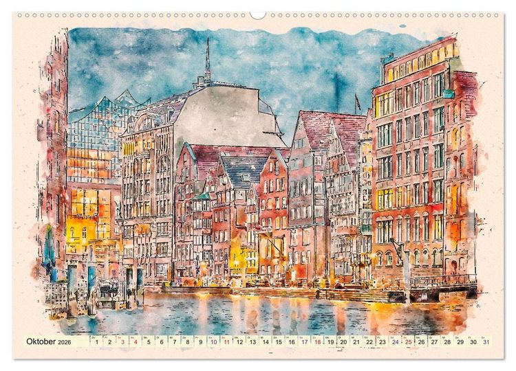 Produktbild: Hamburg - malerische Metropole (hochwertiger Premium Wandkalender 2026 DIN A2 quer), Kunstdruck in Hochglanz