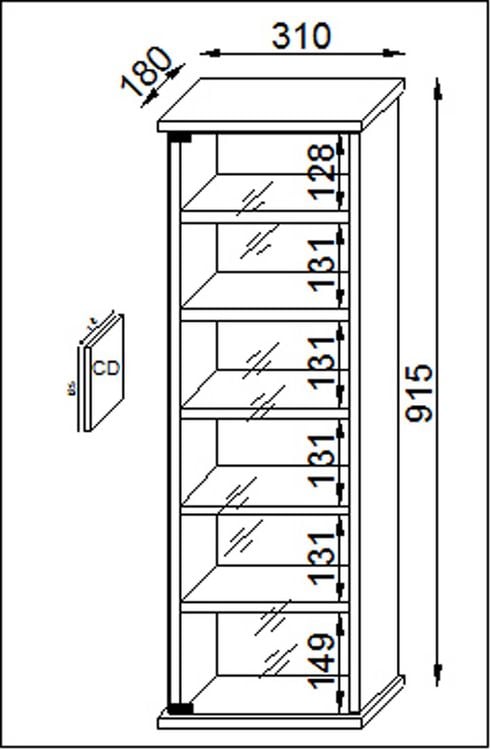 Produktbild: Holz CD DVD Wandregal Schrank Loposa Glast&uuml;r