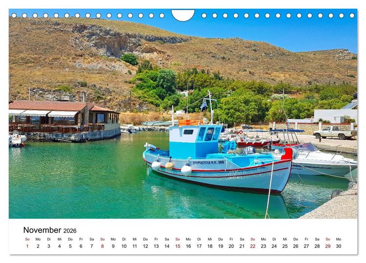 Produktbild: Farbenfrohe Boote in kristallklarem Wasser (Wandkalender 2026 DIN A4 quer), CALVENDO Monatskalender