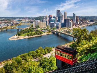 Produktbild: CALVENDO Puzzle Imposante Pittsburgh Skyline mit Duquesne Incline | 1000 Teile Lege-Gr&ouml;&szlig;e 64x48cm Foto-Puzzle f&uuml;r gl&uuml;ckliche Stunden
