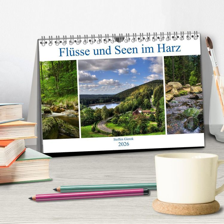 Produktbild: Fl&uuml;sse und Seen im Harz (Tischkalender 2026 DIN A5 quer), CALVENDO Monatskalender