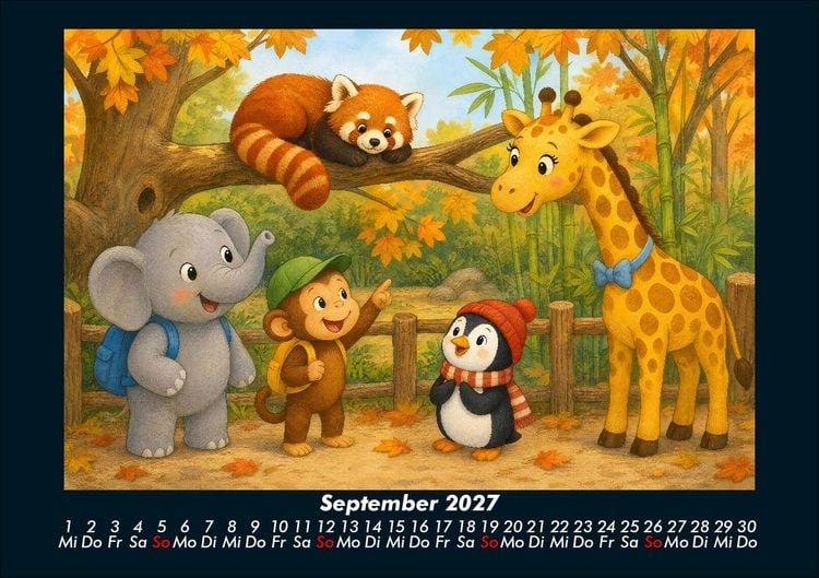 Produktbild: Ein Jahr im Zoo mit Raffi und Freunden 2027 Fotokalender DIN A5