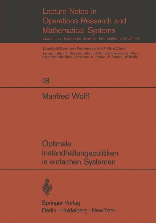 Produktbild: Optimale Instandhaltungspolitiken in einfachen Systemen