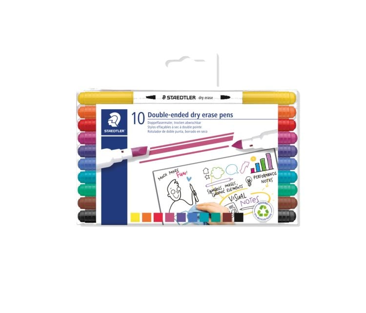 Produktbild: STAEDTLER  3010 Doppelfasermaler, trocken abwischbar, 10er Set, 3010 TB13