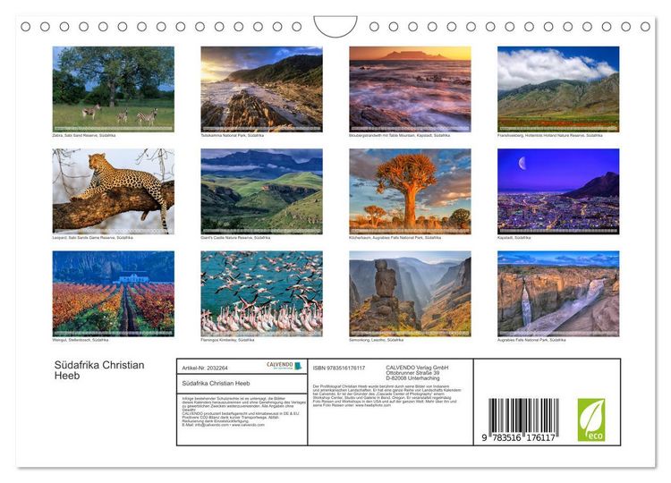 Produktbild: S&uuml;dafrika Christian Heeb (Wandkalender 2026 DIN A4 quer), CALVENDO Monatskalender