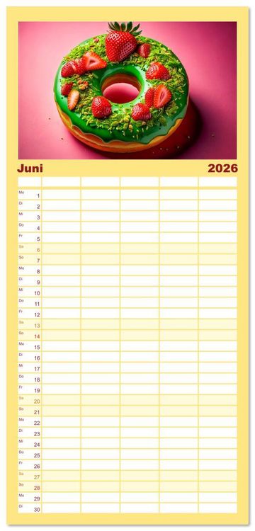 Produktbild: Familienplaner 2026 - Donuts - Eine Reise durch die Jahreszeiten mit 5 Spalten (Wandkalender, 21 x 45 cm) CALVENDO