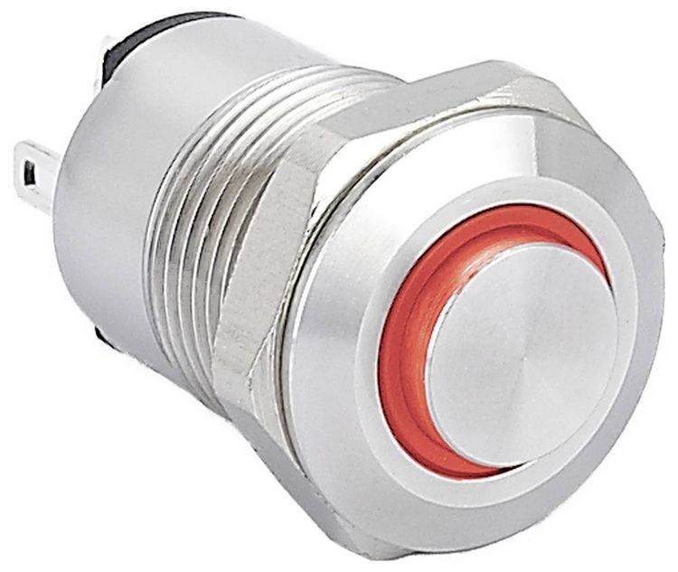 Produktbild: TRU COMPONENTS TC-14378460 Druckschalter 36 V/AC, 36 V/DC 2 A 1 x Aus/Ein rastend Rot (&Oslash; x L) 14 mm x 24 mm IP65 1 St.