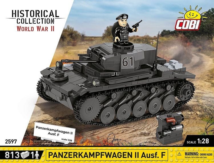 Produktbild: COBI Historical Collection 2597 - Panzerkampfwagen II Aus.f, World War II, 1:28 Bausatz 813 Klemmbausteine/1 Figur
