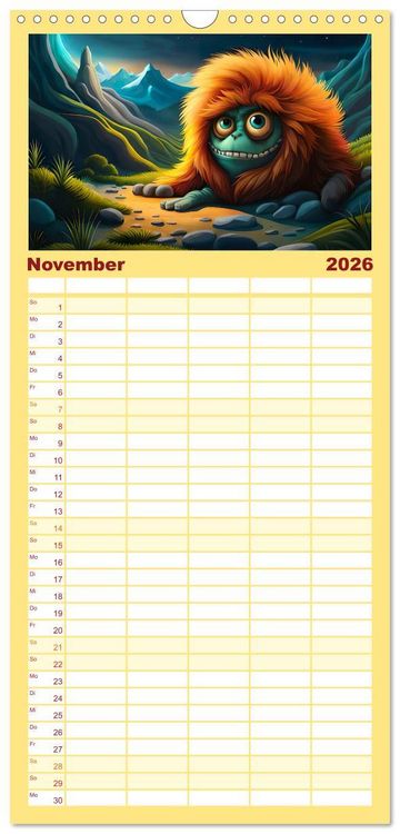 Produktbild: Familienplaner 2026 - Keine Angst vor Monstern mit 5 Spalten (Wandkalender, 21 x 45 cm) CALVENDO