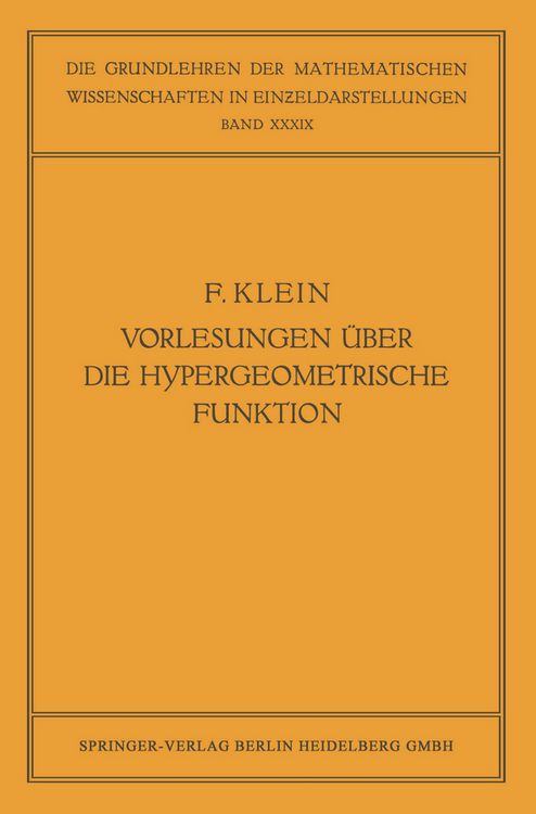 Produktbild: Vorlesungen &uuml;ber die Hypergeometrische Funktion