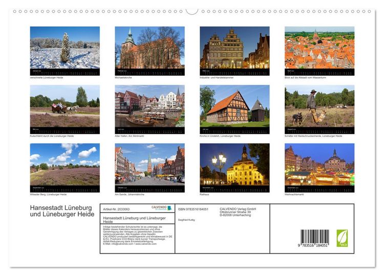 Produktbild: Hansestadt L&uuml;neburg und L&uuml;neburger Heide (hochwertiger Premium Wandkalender 2026 DIN A2 quer), Kunstdruck in Hochglanz