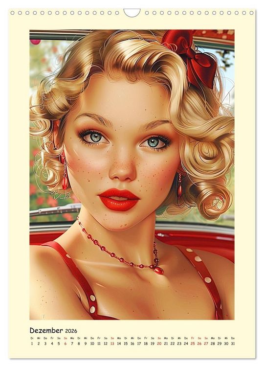 Produktbild: Pin-up-Portraits. H&uuml;bsche Girls in Comic-Vintage-Art (Wandkalender 2026 DIN A3 hoch), CALVENDO Monatskalender