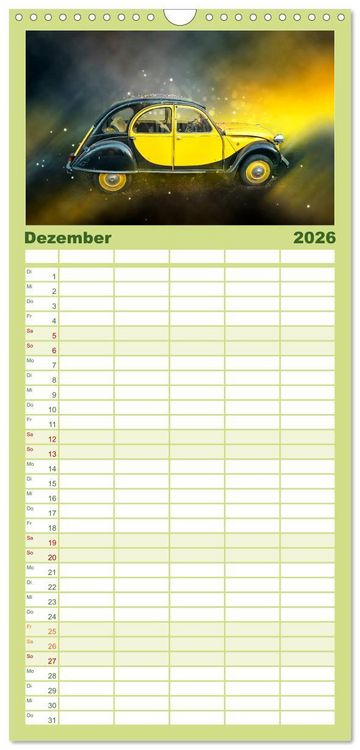 Produktbild: Familienplaner 2026 - Die Ente - Citro&euml;n 2CV mit 5 Spalten (Wandkalender, 21 x 45 cm) CALVENDO