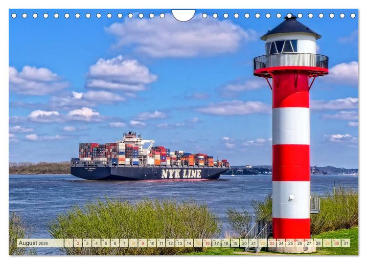 Produktbild: Containerschiffe auf der Elbe (Wandkalender 2026 DIN A4 quer), CALVENDO Monatskalender