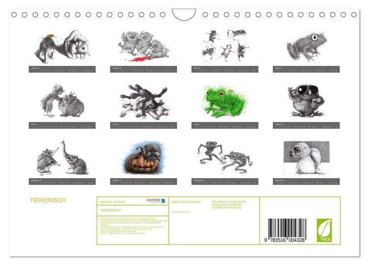 Produktbild: TIERONISCH (Wandkalender 2026 DIN A4 quer), CALVENDO Monatskalender