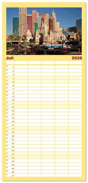 Produktbild: Familienplaner 2026 - USA - Der S&uuml;dwesten mit 5 Spalten (Wandkalender, 21 x 45 cm) CALVENDO