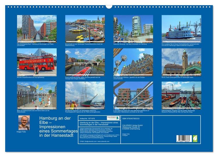 Produktbild: Hamburg an der Elbe &ndash; Impressionen eines Sommertages in der Hansestadt (Wandkalender 2026 DIN A2 quer), CALVENDO Monatskalender