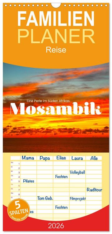 Produktbild: Familienplaner 2026 - Mosambik - Eine Perle im S&uuml;den Afrikas. mit 5 Spalten (Wandkalender, 21 x 45 cm) CALVENDO