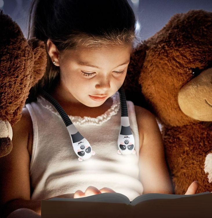 Produktbild: Neklite Pals (Panda) Premium Duo-Leselicht zum Umh&auml;ngen - wiederaufladbar - mit vielen Einstellungen