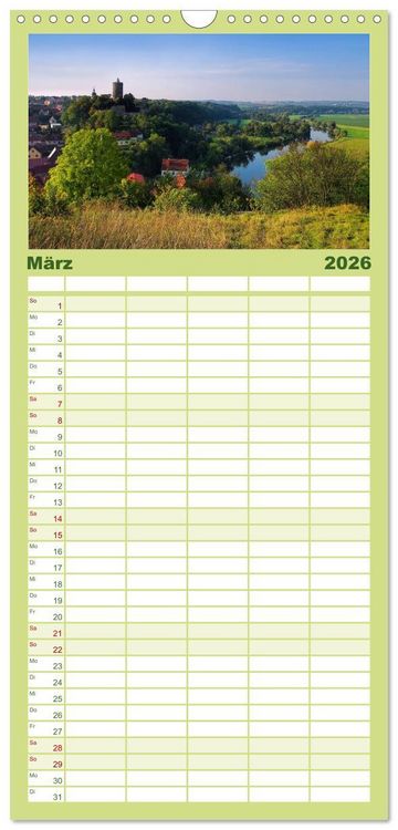 Produktbild: Familienplaner 2026 - Saale-Unstrut - Region aus Wein und Stein mit 5 Spalten (Wandkalender, 21 x 45 cm) CALVENDO