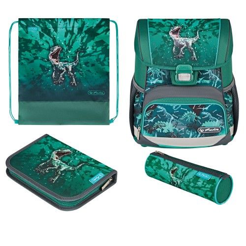 Produktbild: Herlitz Schulranzen Loop Plus Green Rex 16 Liter bef&uuml;llt