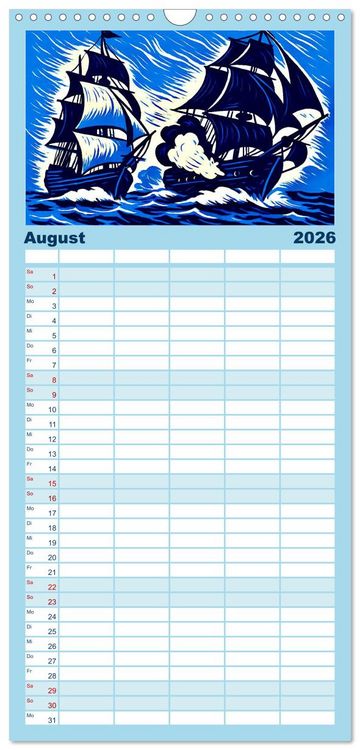 Produktbild: Familienplaner 2026 - Das Meer in der Weltliteratur mit 5 Spalten (Wandkalender, 21 x 45 cm) CALVENDO