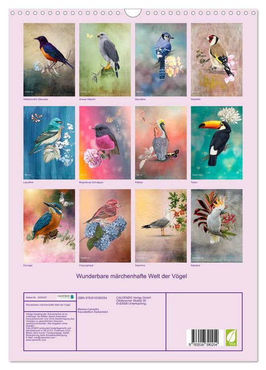 Produktbild: Wunderbare m&auml;rchenhafte Welt der V&ouml;gel (Wandkalender 2026 DIN A3 hoch), CALVENDO Monatskalender