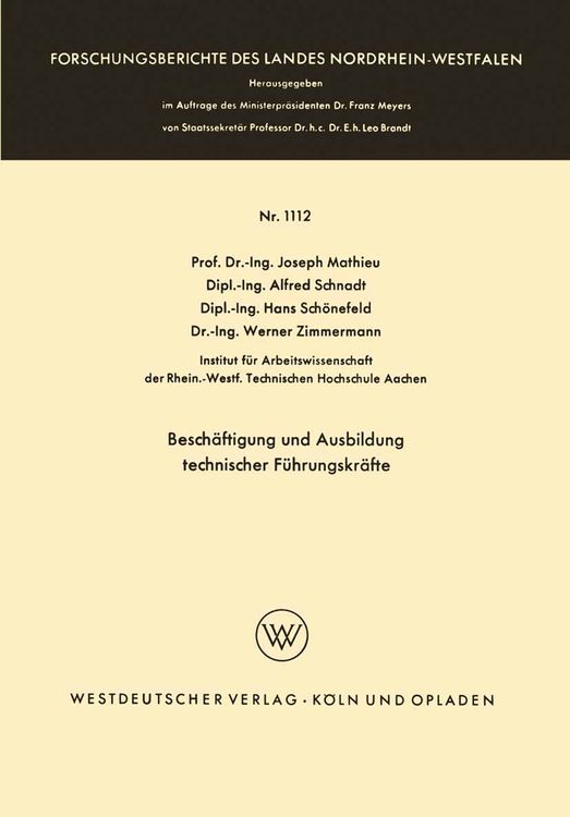 Produktbild: Besch&auml;ftigung und Ausbildung technischer F&uuml;hrungskr&auml;fte